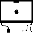 Icône d’un écran Apple avec texte “Écran Mac Apple : dalles LCD, vitres, iMac et MacBook”